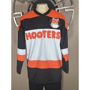 HOOTERS Hockey Jersey Spensers Size M Orange Black White NWT